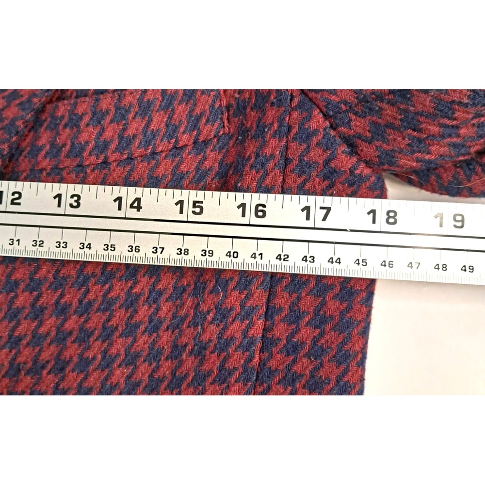 Vtg PEABODY HOUSE Women's 5/6 Houndstooth Blazer Jacket Burgundy Navy Academia - Picture 9 of 11